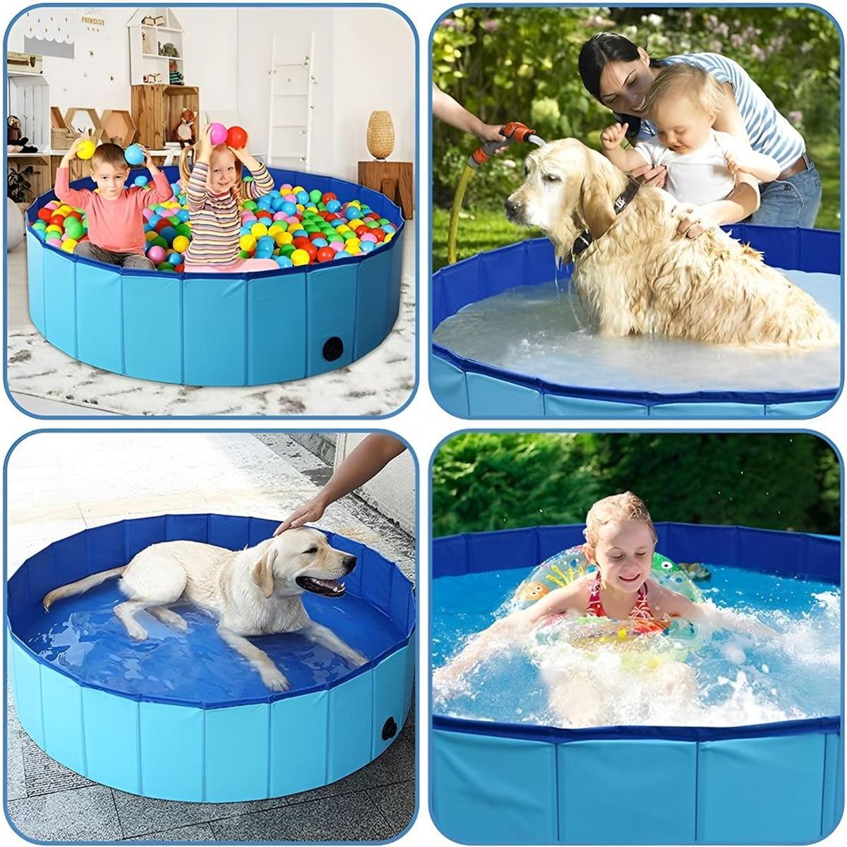 GENERICO - Piscina Plegable para Perros 160x30 cm - Ideal para Verano