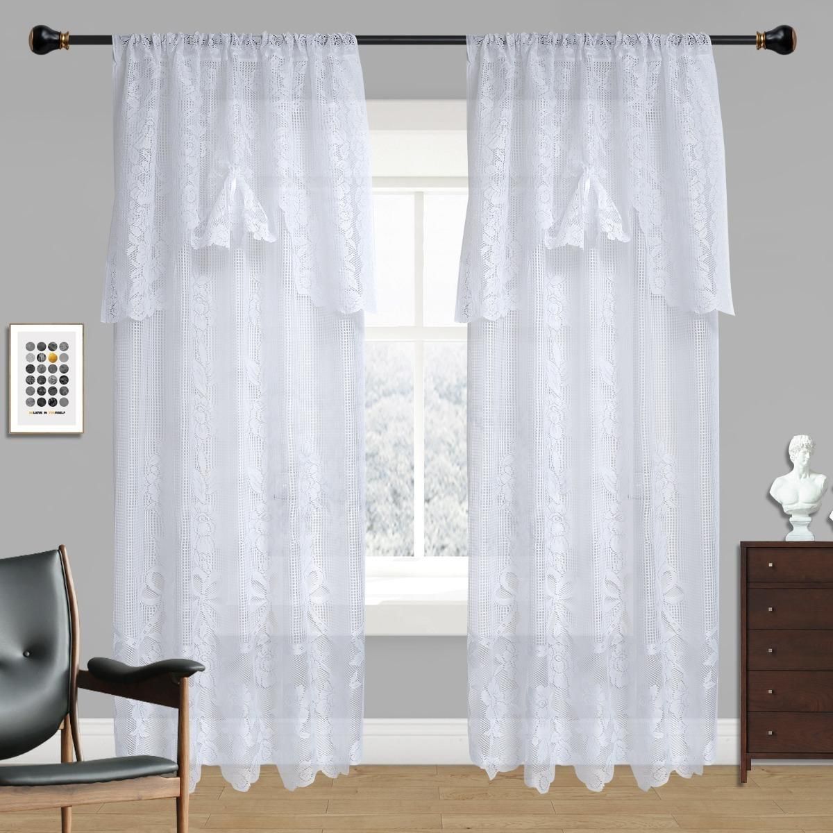 GENERICO - Visillo de Encaje 140x230 cm - Pack de 2 Paños