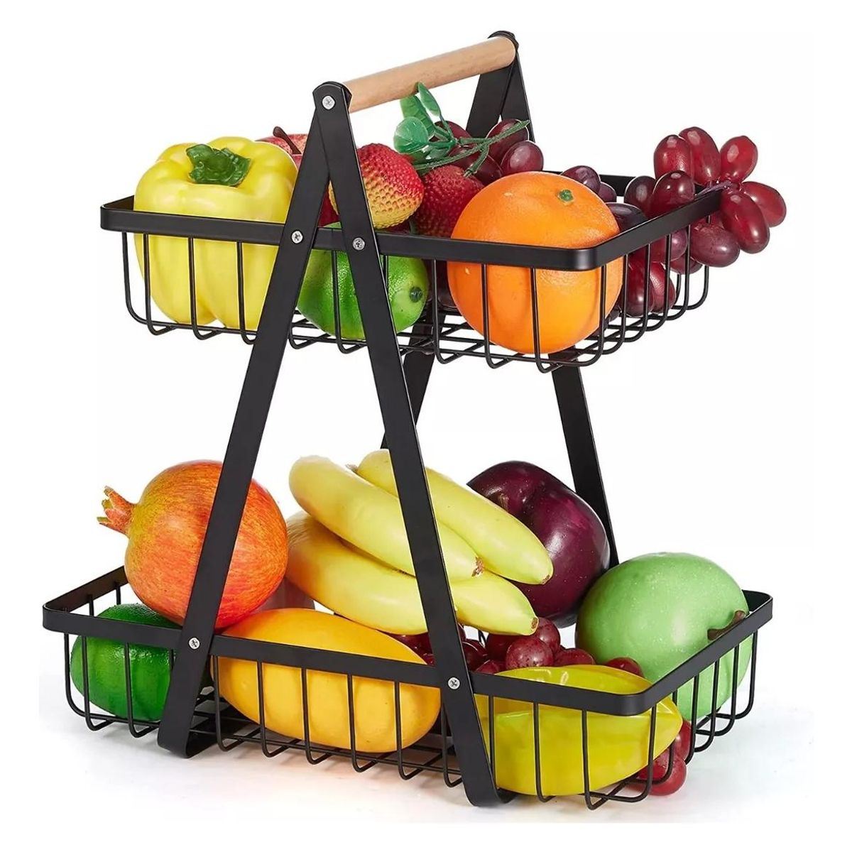 GENERICO - Frutero de Dos Niveles para Cocina y Hogar - Canasta Organizadora