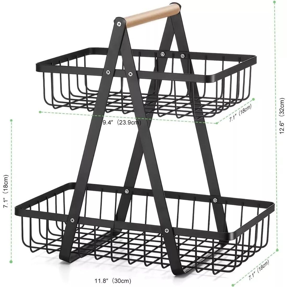 GENERICO - Frutero de Dos Niveles para Cocina y Hogar - Canasta Organizadora