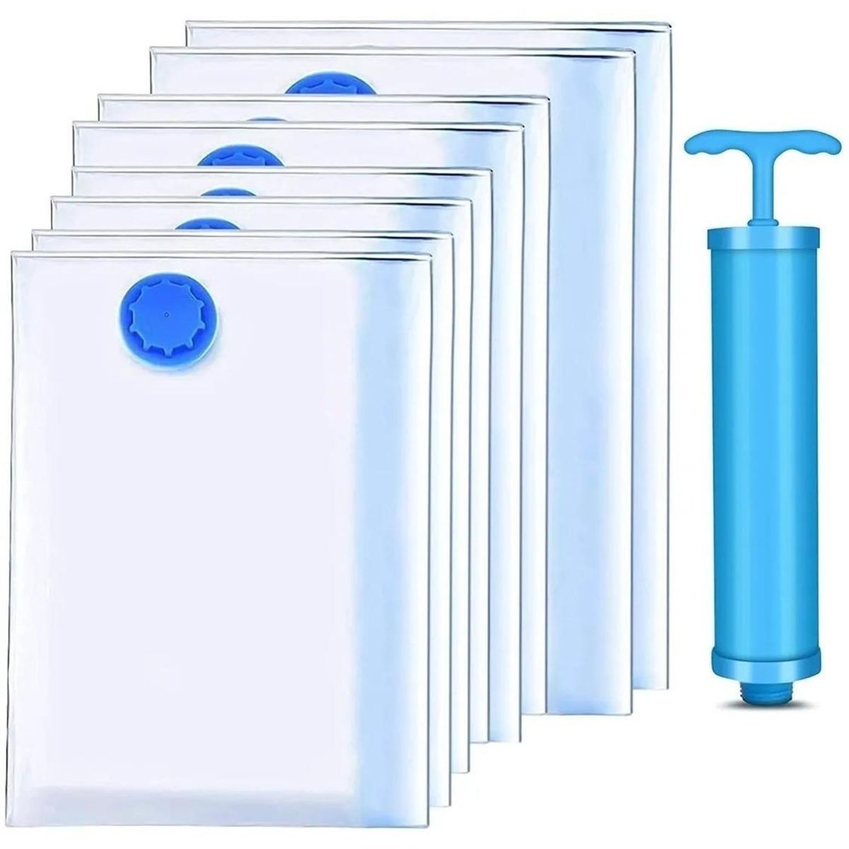 GENERICO - Bolsas al Vacío con Bomba Manual - 12 Unidades 70x110 cm