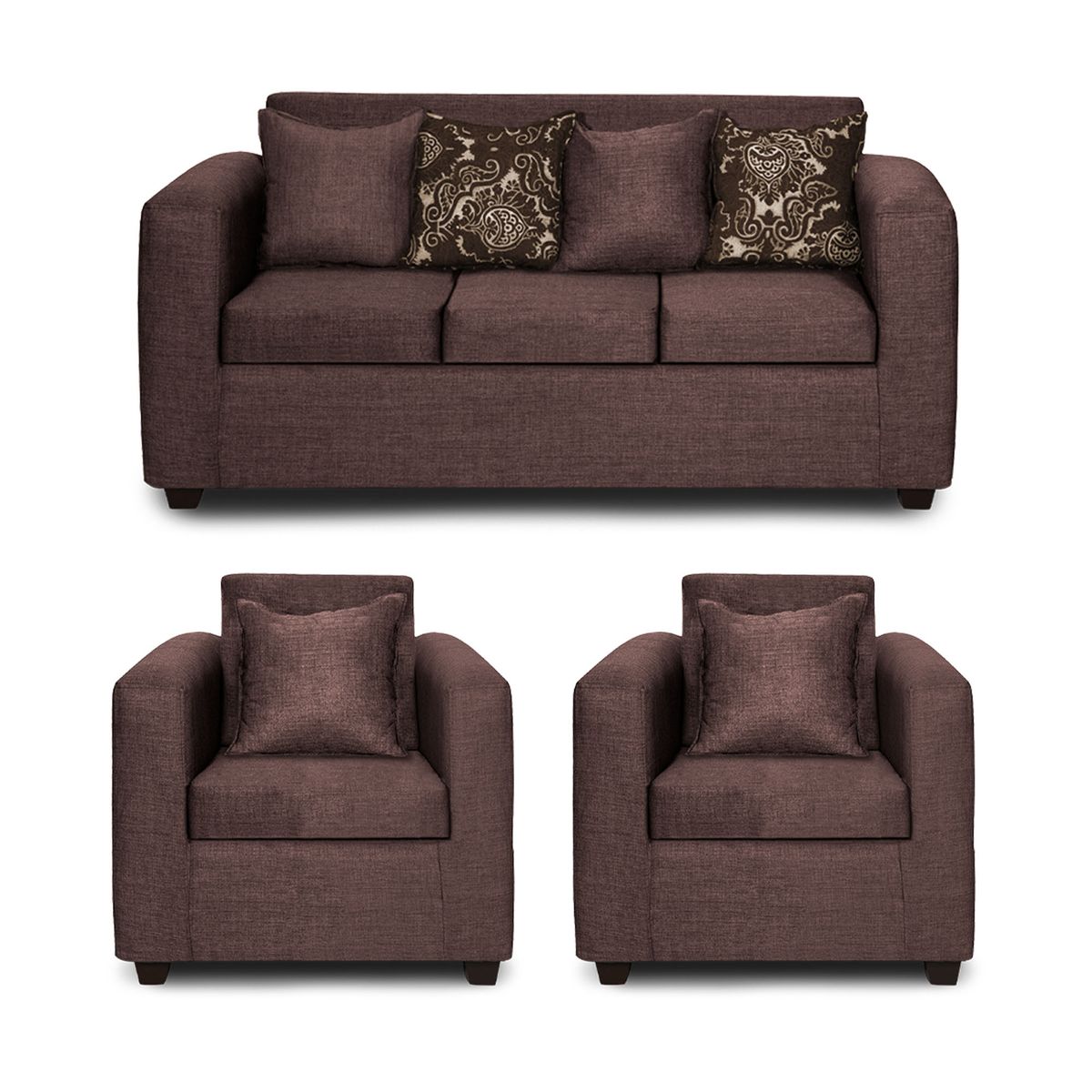 ADONIS LEUDH - Living 3+1+1 Ezeiza Tela Lisa Café Oscuro XL