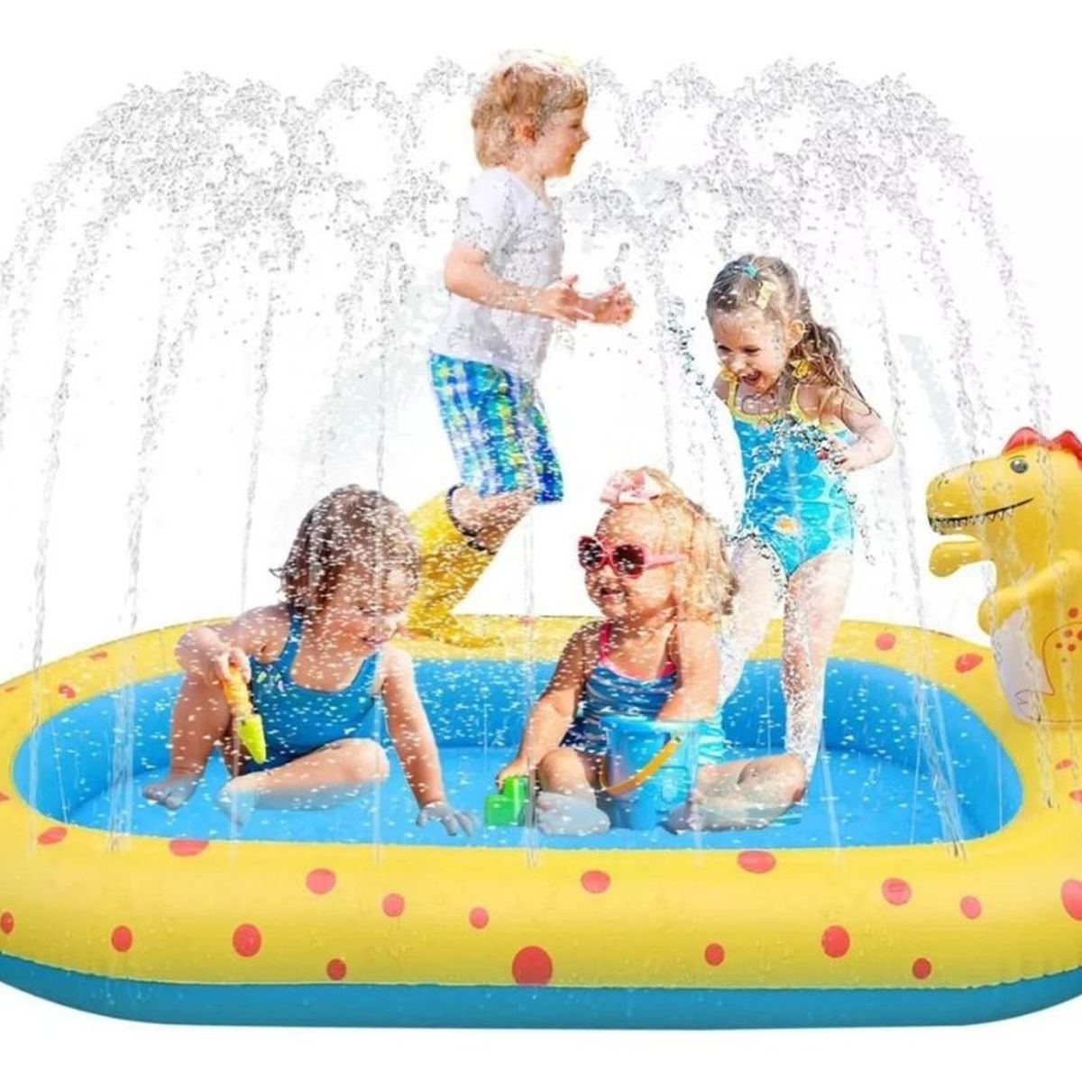 GENERICO - Piscina Inflable Infantil con Chorros Dino - 170 cm