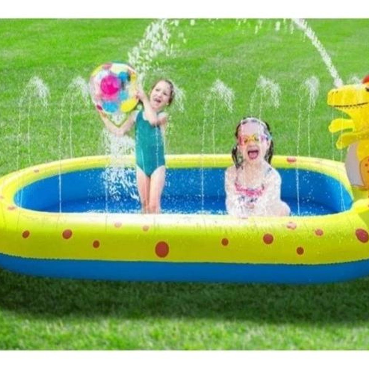 GENERICO - Piscina Inflable Infantil con Chorros Dino - 170 cm