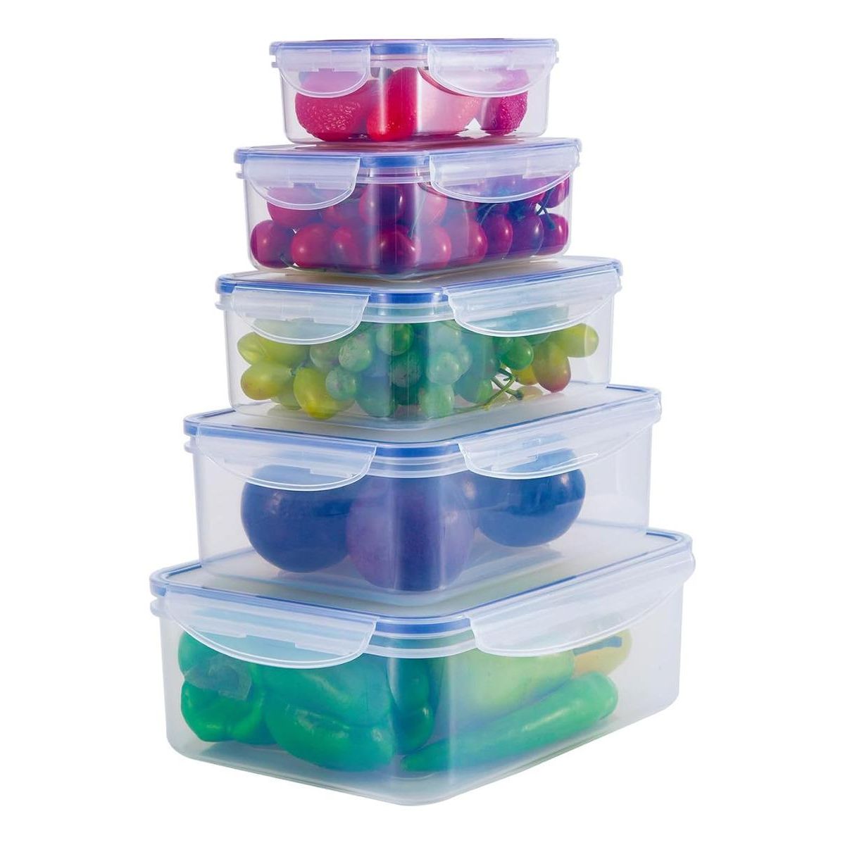 GENERICO - Set de 5 Envases Herméticos Transparentes para Alimentos