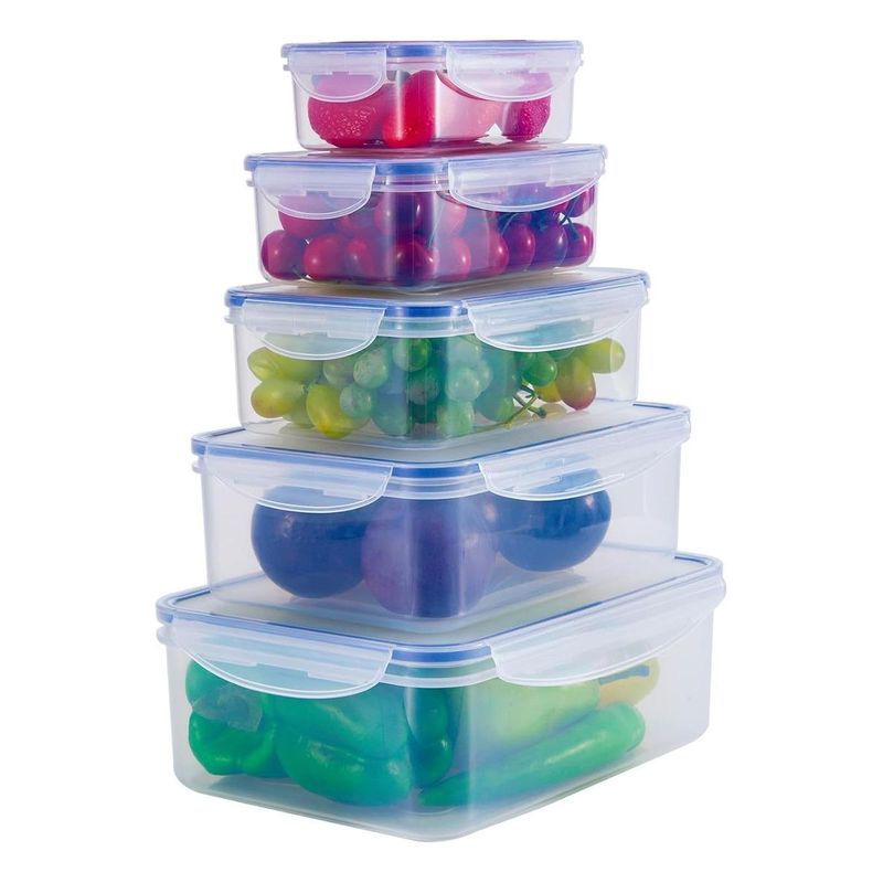 GENERICO - Set de 5 Envases Herméticos Transparentes para Alimentos