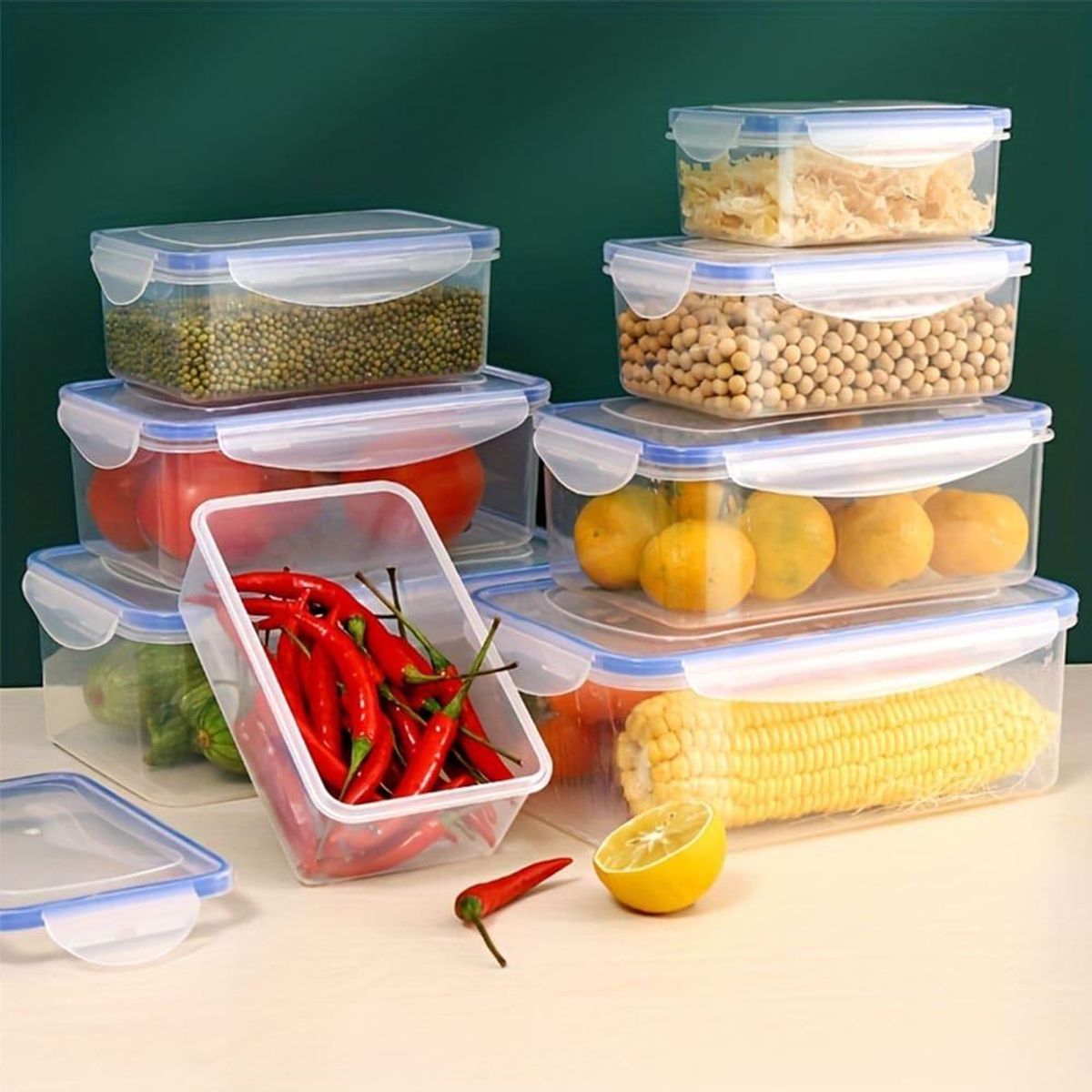 GENERICO - Set de 5 Envases Herméticos Transparentes para Alimentos