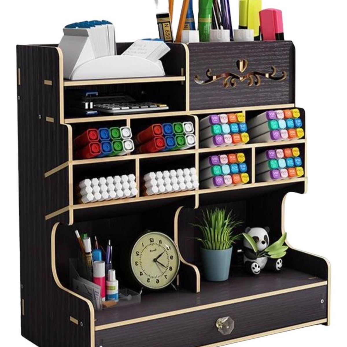 GENERICO - Organizador de Lápices y Cosméticos Escritorio Negro.