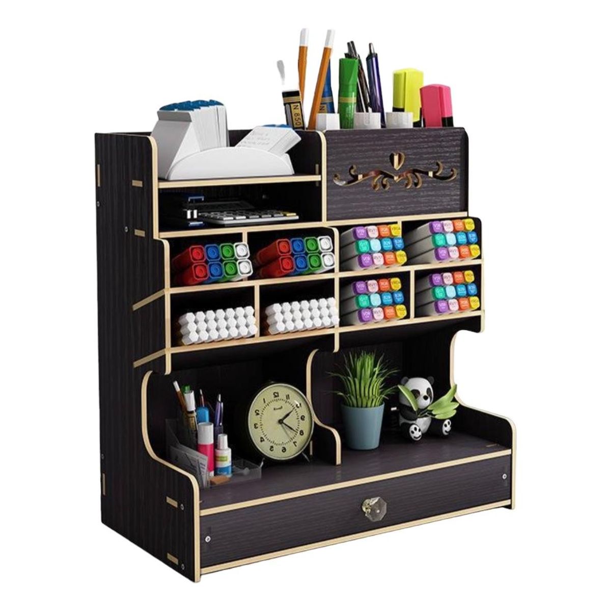 GENERICO - Organizador de Lápices y Cosméticos Escritorio Negro.