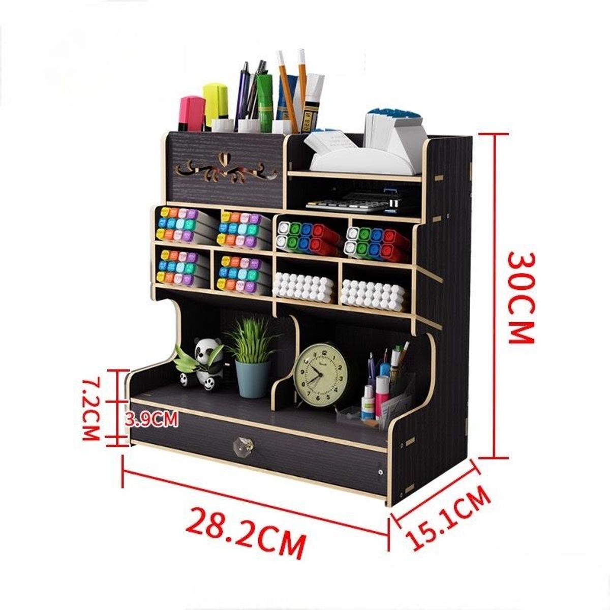 GENERICO - Organizador de Lápices y Cosméticos Escritorio Negro.