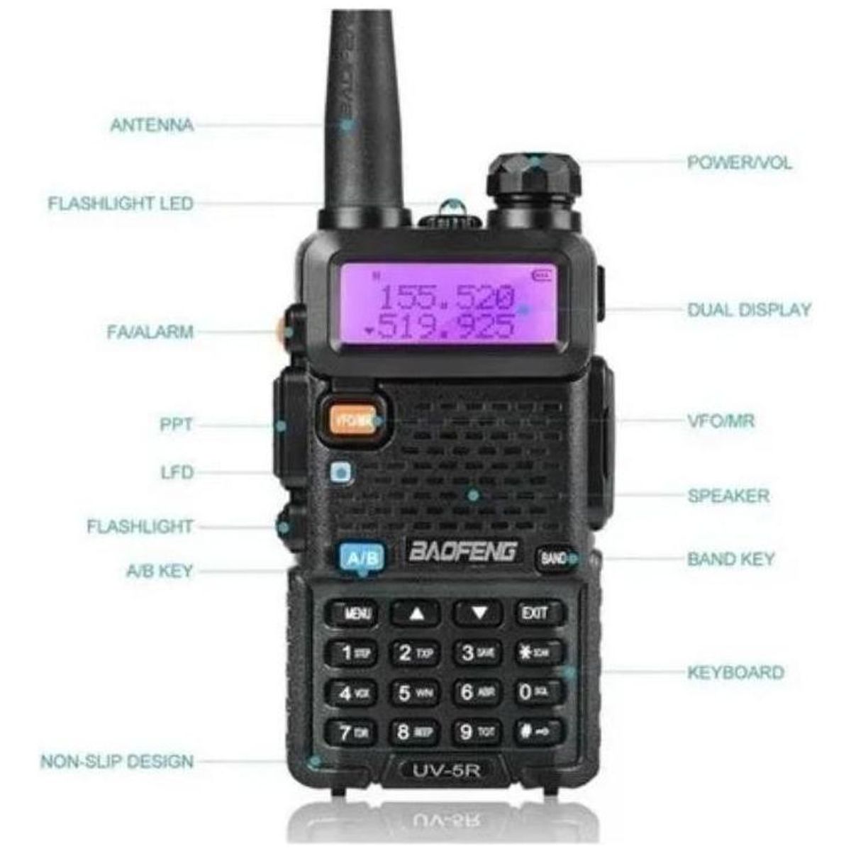 GENERICO - Transceptor Baofeng UV-5R Dual Band Walkie Talkie Portátil