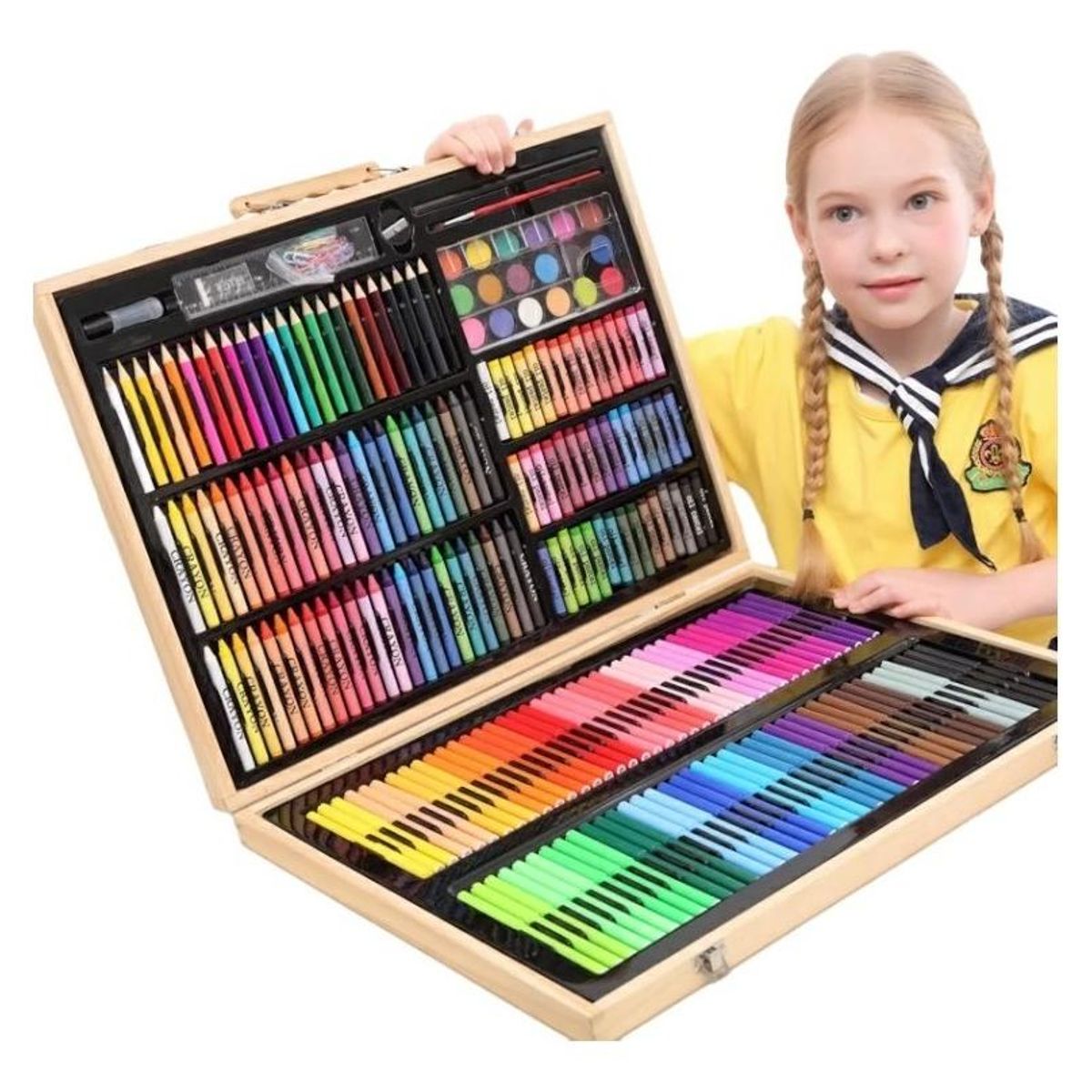 GENERICO - Set de Arte de 251 Piezas con Maleta de Madera para Pintar