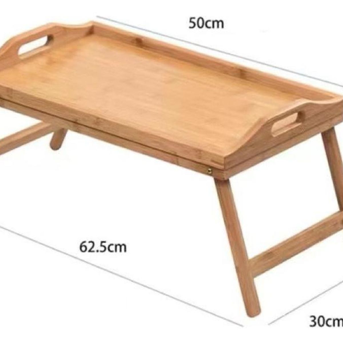 GENERICO - Mesa Bandeja de Bambú con Asas y Patas Plegables 50x30 cm