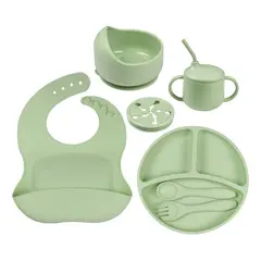 GENERICO - Set de Vajilla de Silicona para Bebés 7 Piezas Coloridas