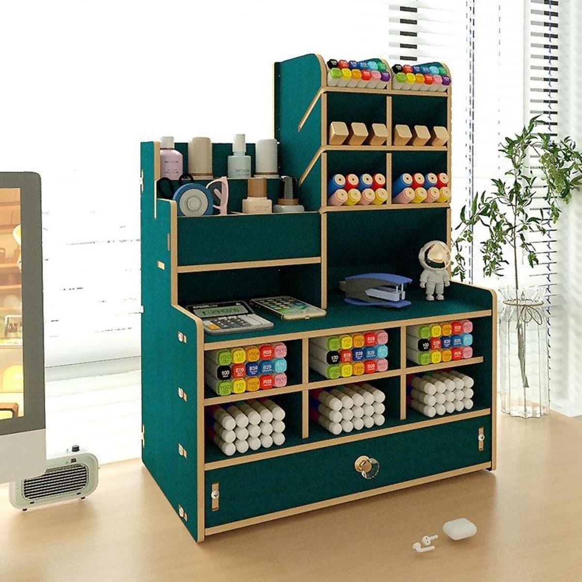 GENERICO - Organizador de Escritorio Vertical de Madera Verde