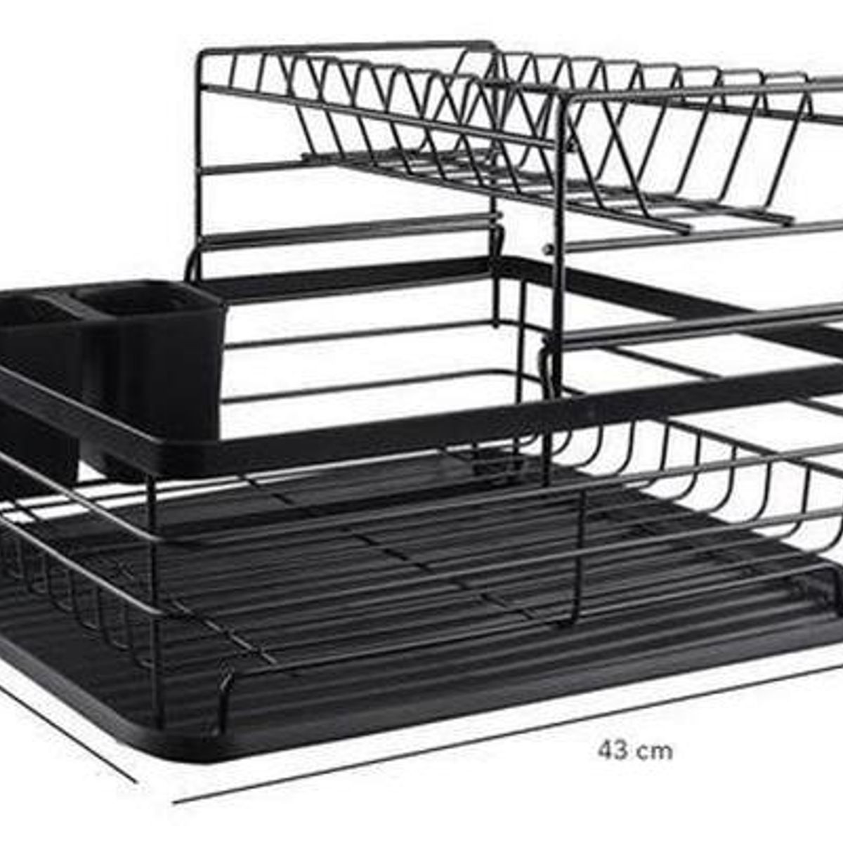 GENERICO - Secaplatos Escurridor 2 Niveles de Acero Inoxidable Negro
