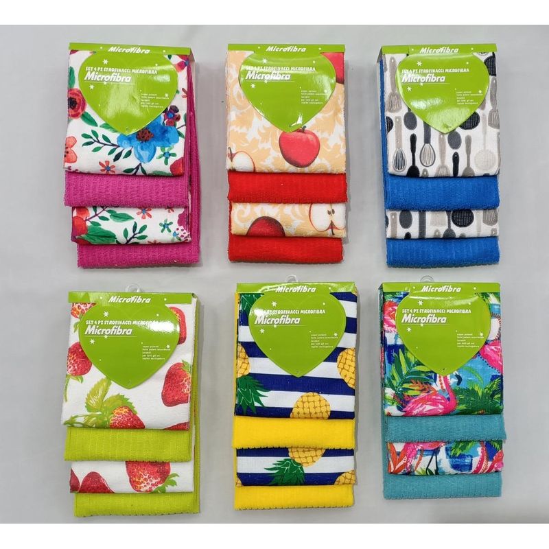 GENERICO - Set de 12 Paños de Cocina Microfibra 40x60 cm - 48 Piezas