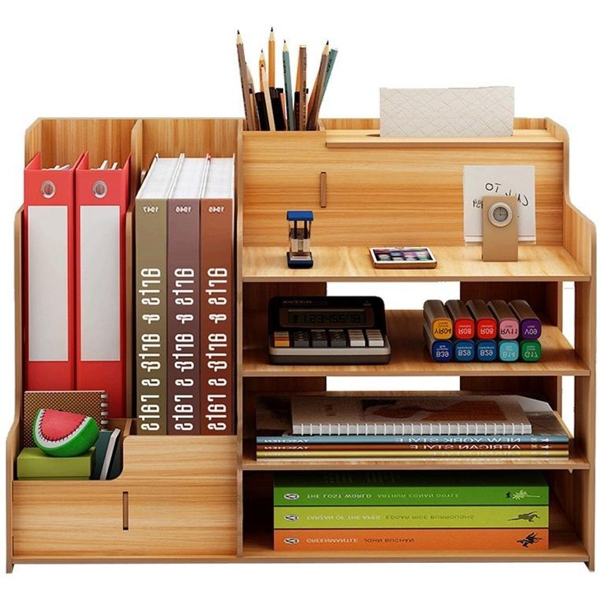 GENERICO - Organizador de Escritorio de Madera con Compartimentos