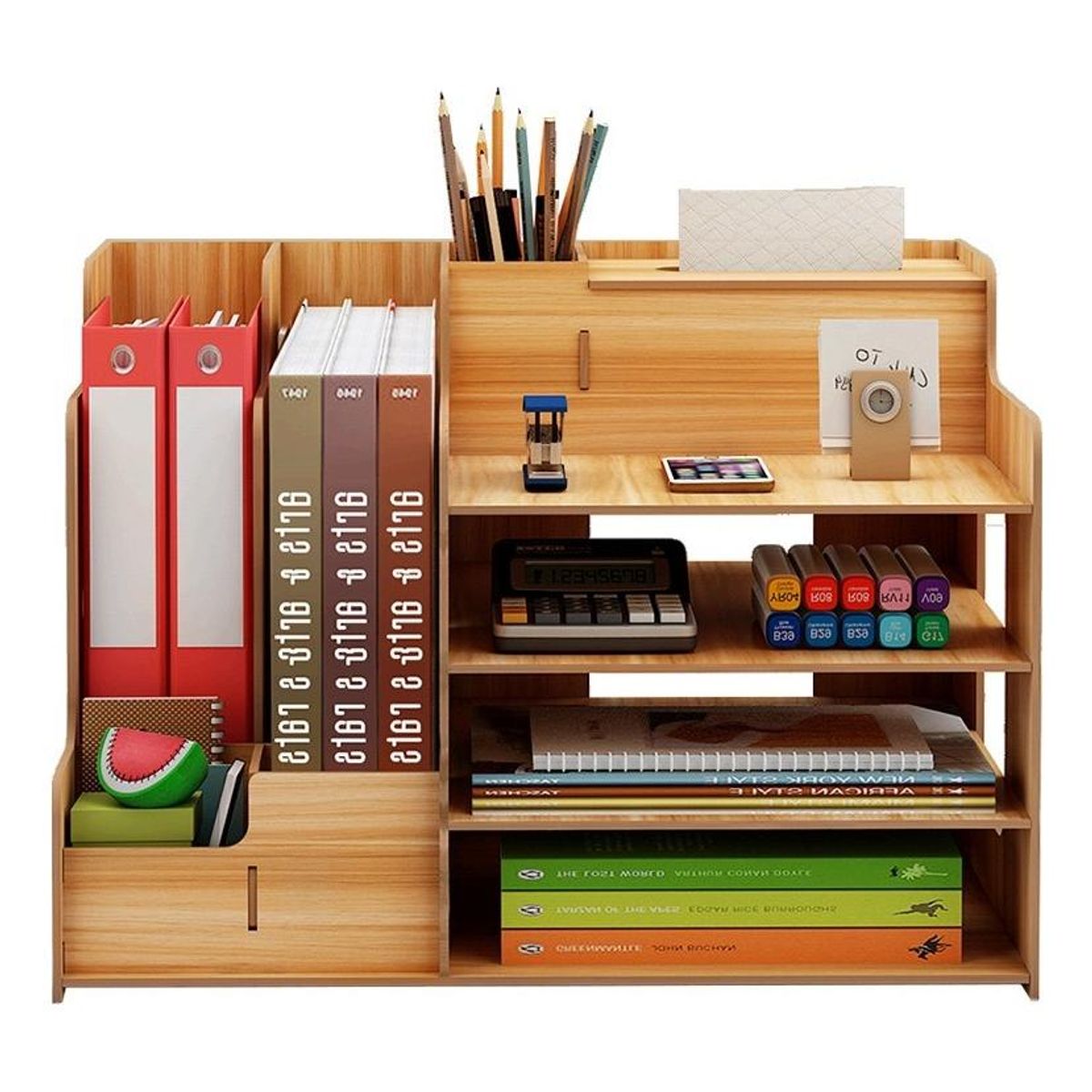 GENERICO - Organizador de Escritorio de Madera con Compartimentos