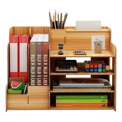 GENERICO - Organizador de Escritorio de Madera con Compartimentos