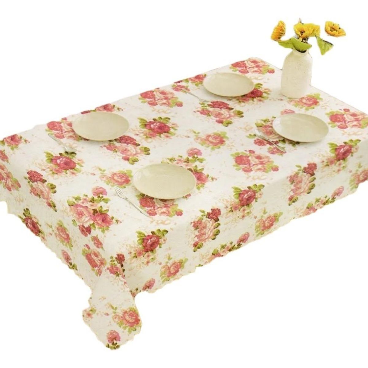 GENERICO - Mantel Rectangular 140x220 cm con Diseño de Flores