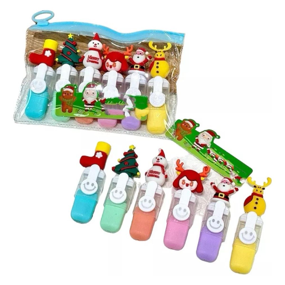 GENERICO - Set de 6 Destacadores Mini Navidad Intercambiables