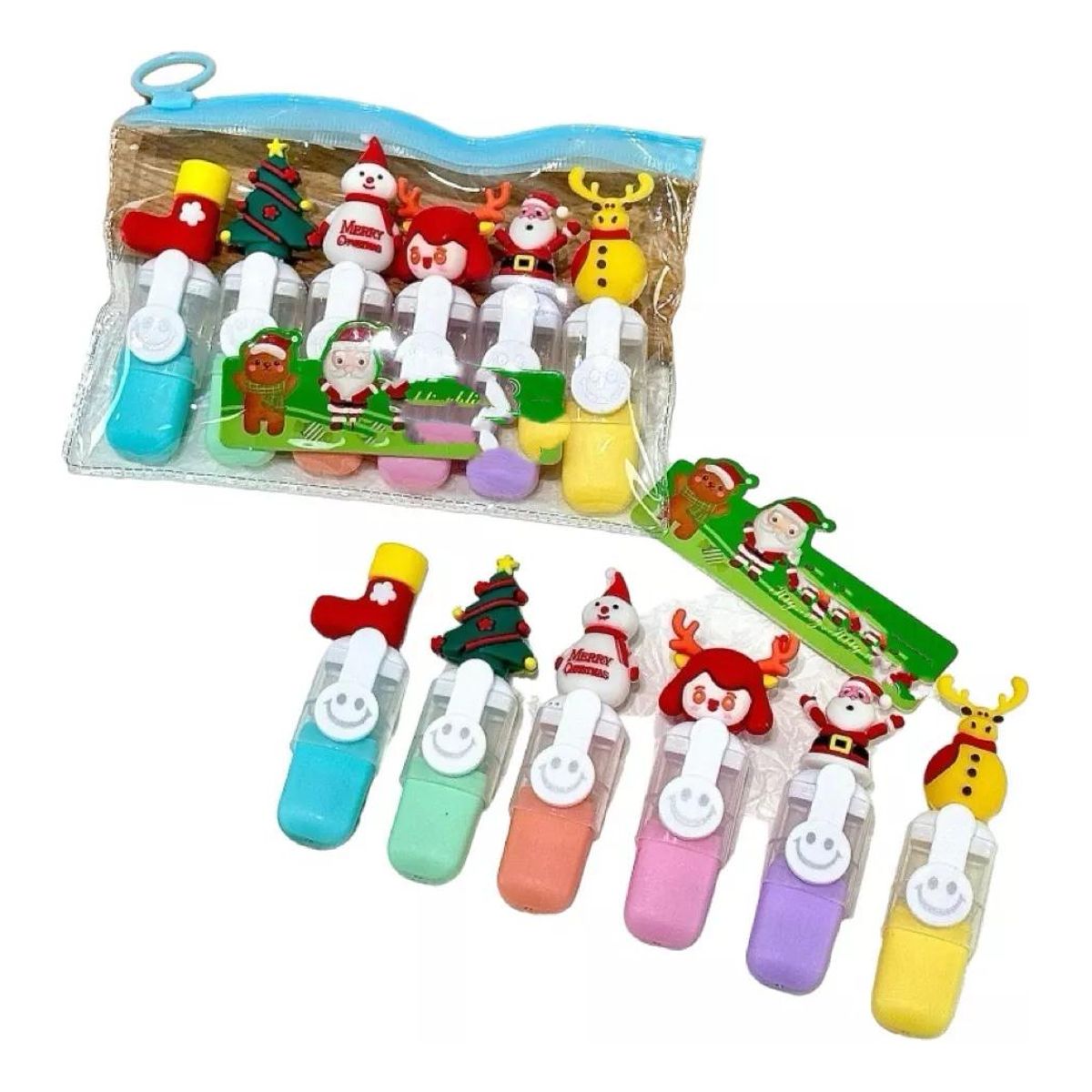 GENERICO - Set de 6 Destacadores Mini Navidad Intercambiables