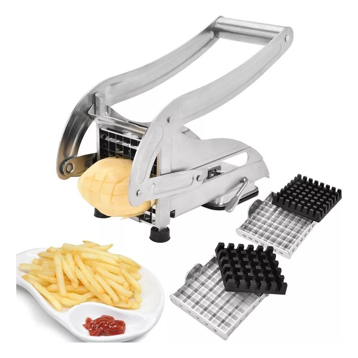 GENERICO - Cortadora de Papas Fritas de Acero Inoxidable con Cuchillas
