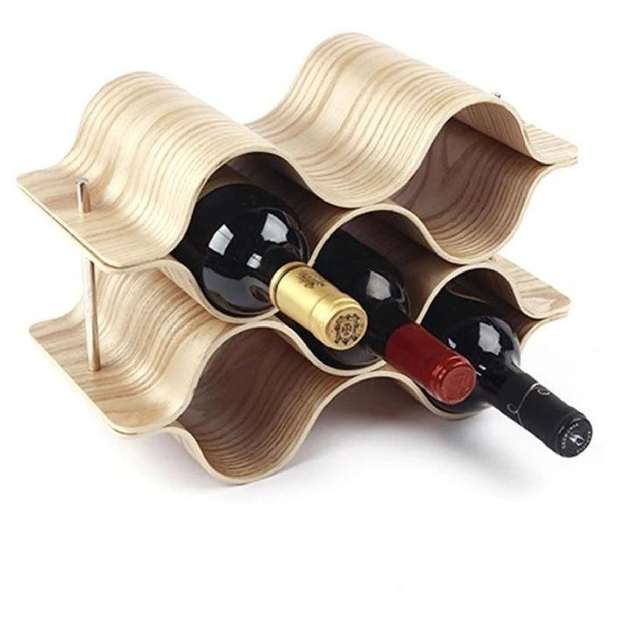 GENERICO - Estante de Madera para 6 Botellas de Vino Plegable