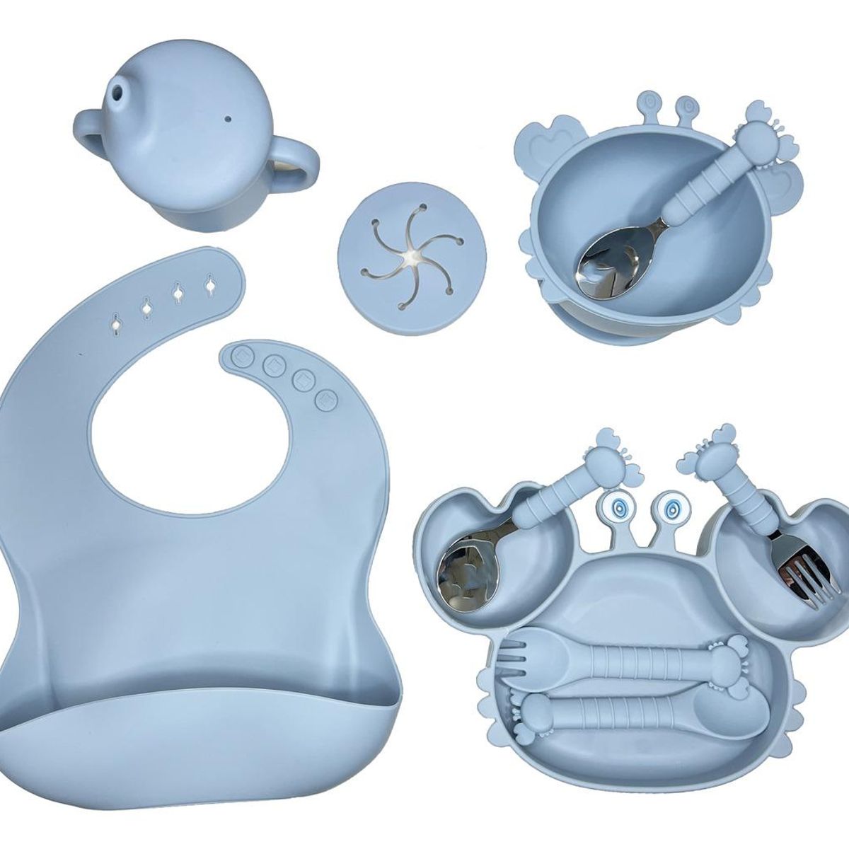 GENERICO - Set de 10 Platos y Utensilios Infantiles de Silicona