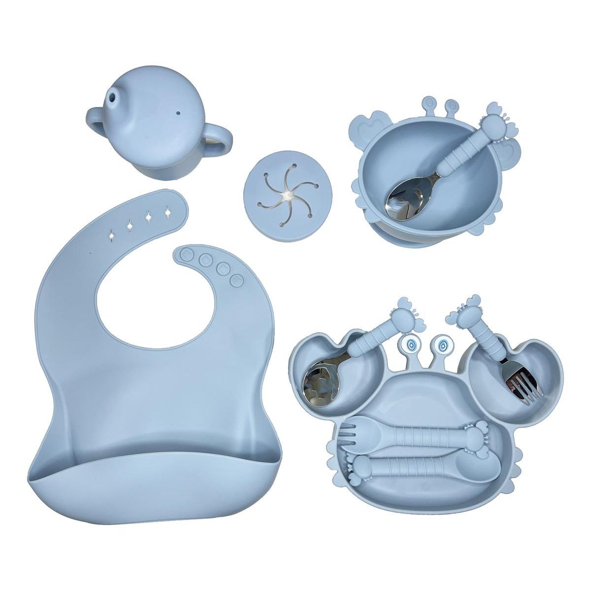 GENERICO - Set de 10 Platos y Utensilios Infantiles de Silicona