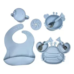 GENERICO - Set de 10 Platos y Utensilios Infantiles de Silicona