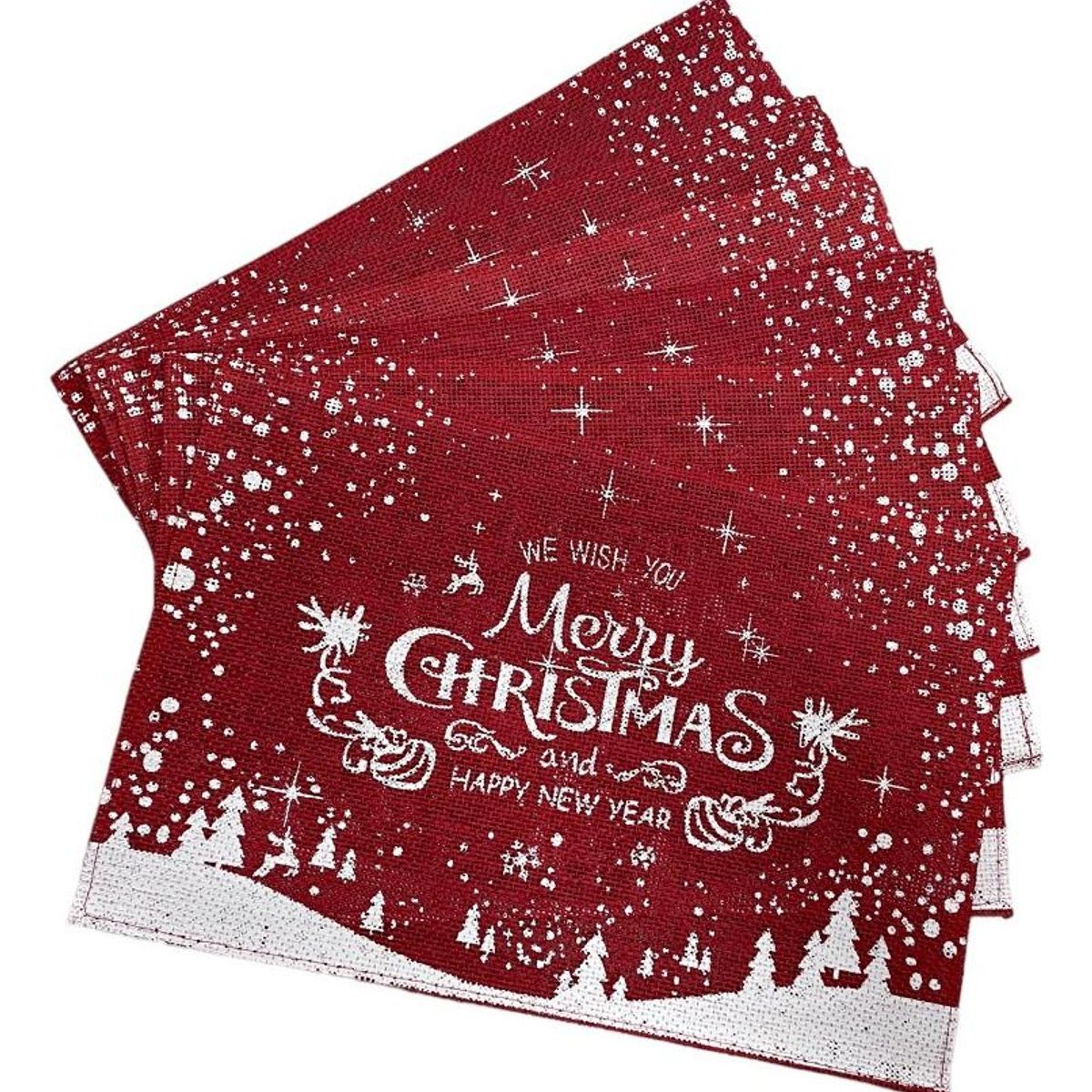 GENERICO - Set de 6 Individuales Rectangulares para Mesa Navidad.