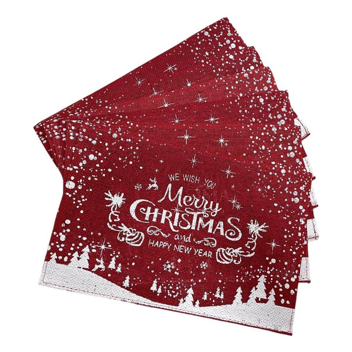 GENERICO - Set de 6 Individuales Rectangulares para Mesa Navidad.