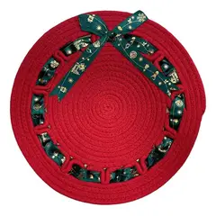 GENERICO - Set de 6 Individuales Redondos de Cuerda de Algodón para Navidad