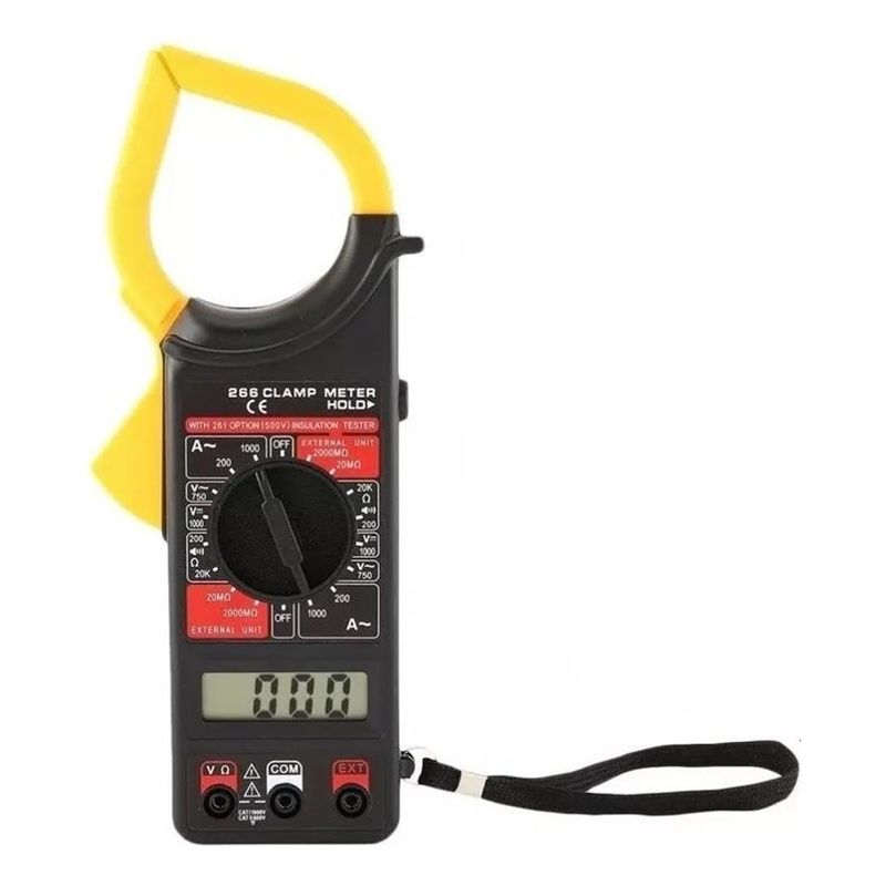 GENERICO - Multi Tester Amperímetro Digital Tenaza DT-266 con Pantalla LCD