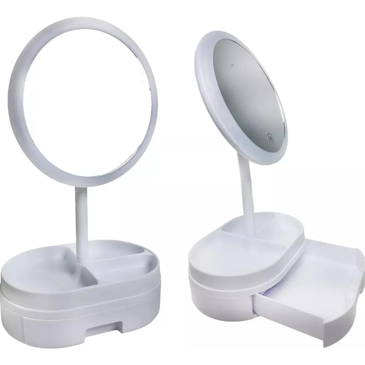 GENERICO - Espejo Organizador con Luz LED Recargable para Maquillaje