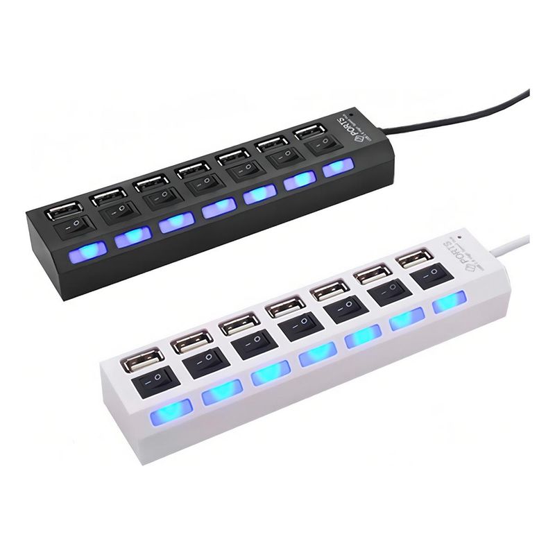 GENERICO - Hub USB 20 de 7 Puertos con Luz Indicadora