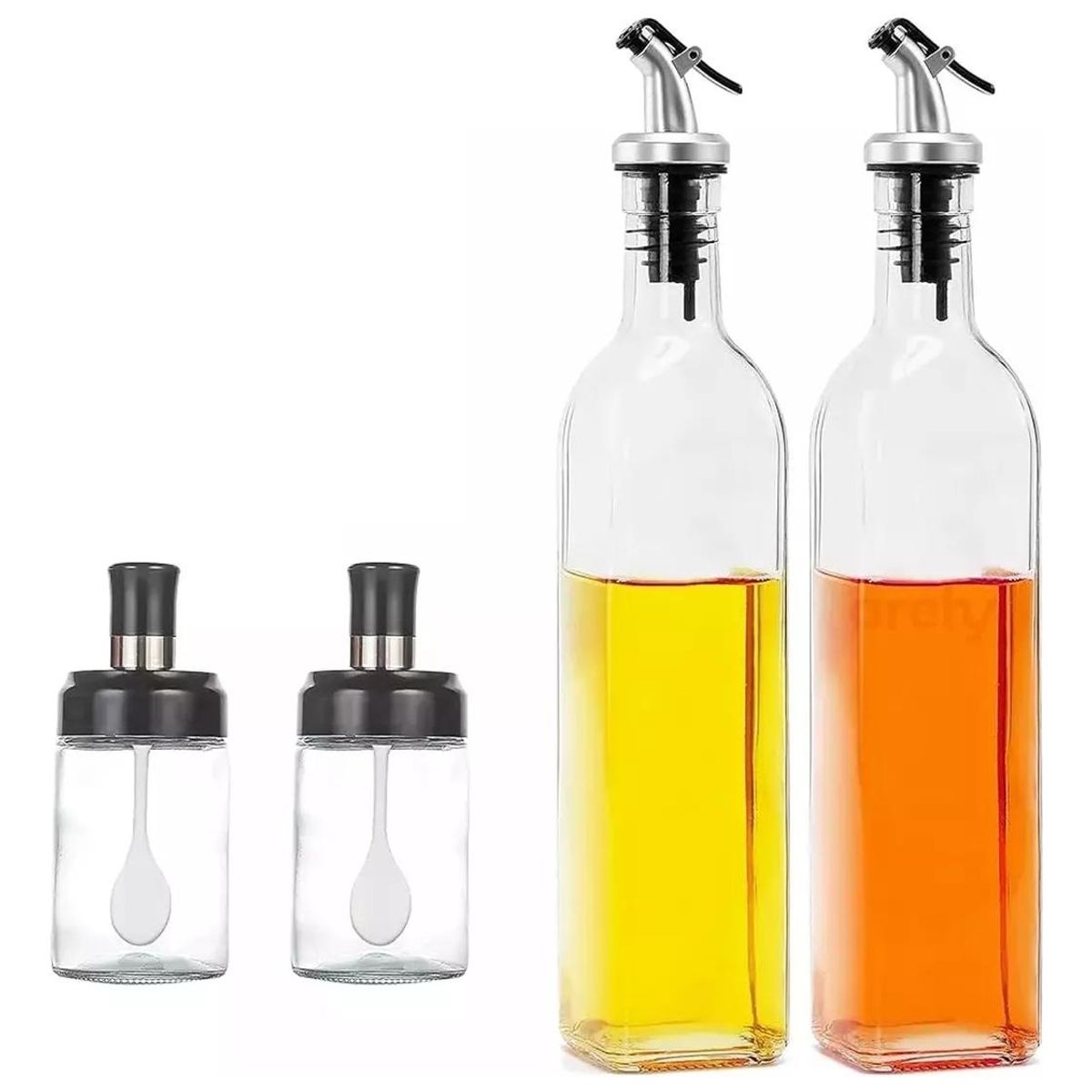 GENERICO - Set de 4 Dispensadores de Condimentos y Aceitero de Vidrio