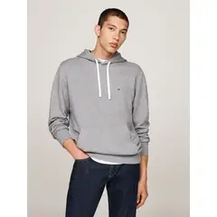 TOMMY HILFIGER - Polerón Hoodie Con Logo Bordado Gris