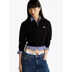 TOMMY HILFIGER - Cárdigan Cropped Con Cierre Negro Tommy Jeans
