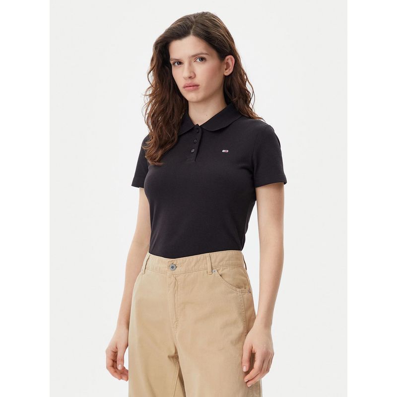 TOMMY HILFIGER - Polo Essential Slim Fit Negro Tommy Jeans