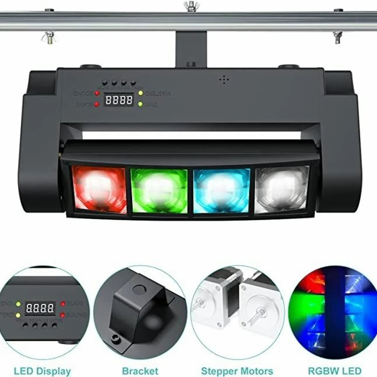 GENERICO - Cabeza Móvil Led Spider Beam RGBW DMX 8x10W Efecto de Luz