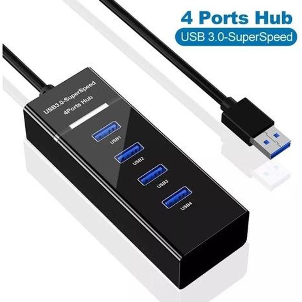 GENERICO - Hub USB 30 con 4 Puertos y Cable de 10 cm