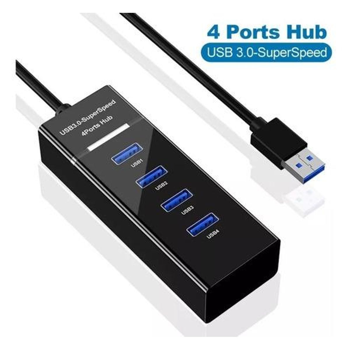 GENERICO - Hub USB 30 con 4 Puertos y Cable de 10 cm