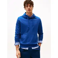 TOMMY HILFIGER - Polerón Hoodie Con Logo Bordado Azul