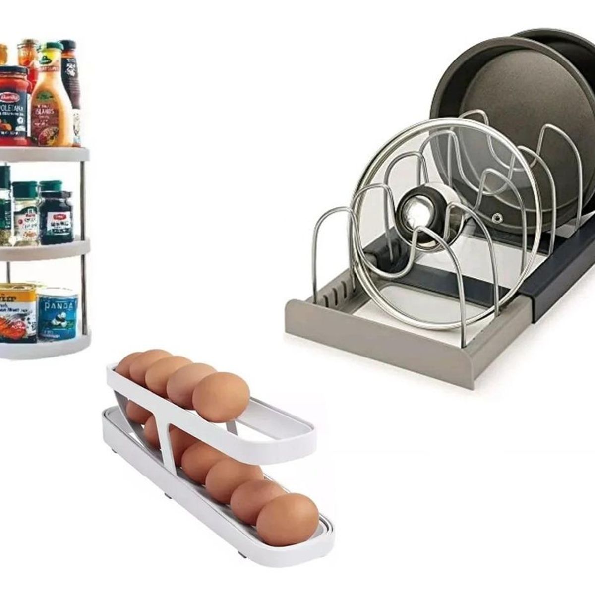 GENERICO - Kit de 3 Organizadores para Huevos y Especias