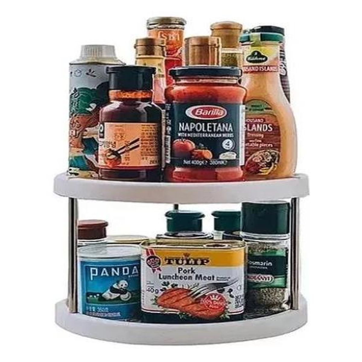 GENERICO - Estante Especiero Giratorio de 2 Niveles para Cocina