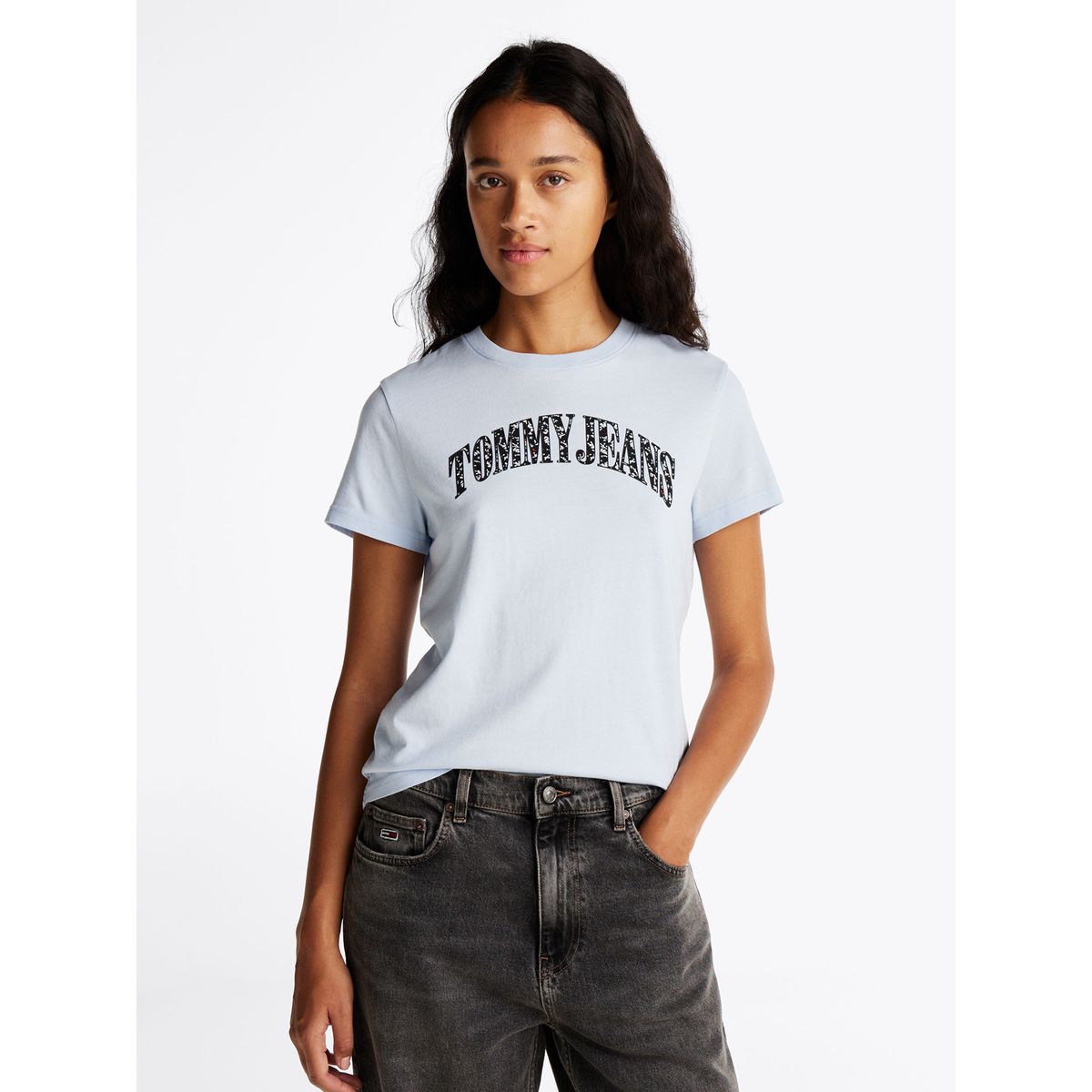 TOMMY HILFIGER - Polera Con Logo De Flores Celeste Tommy Jeans