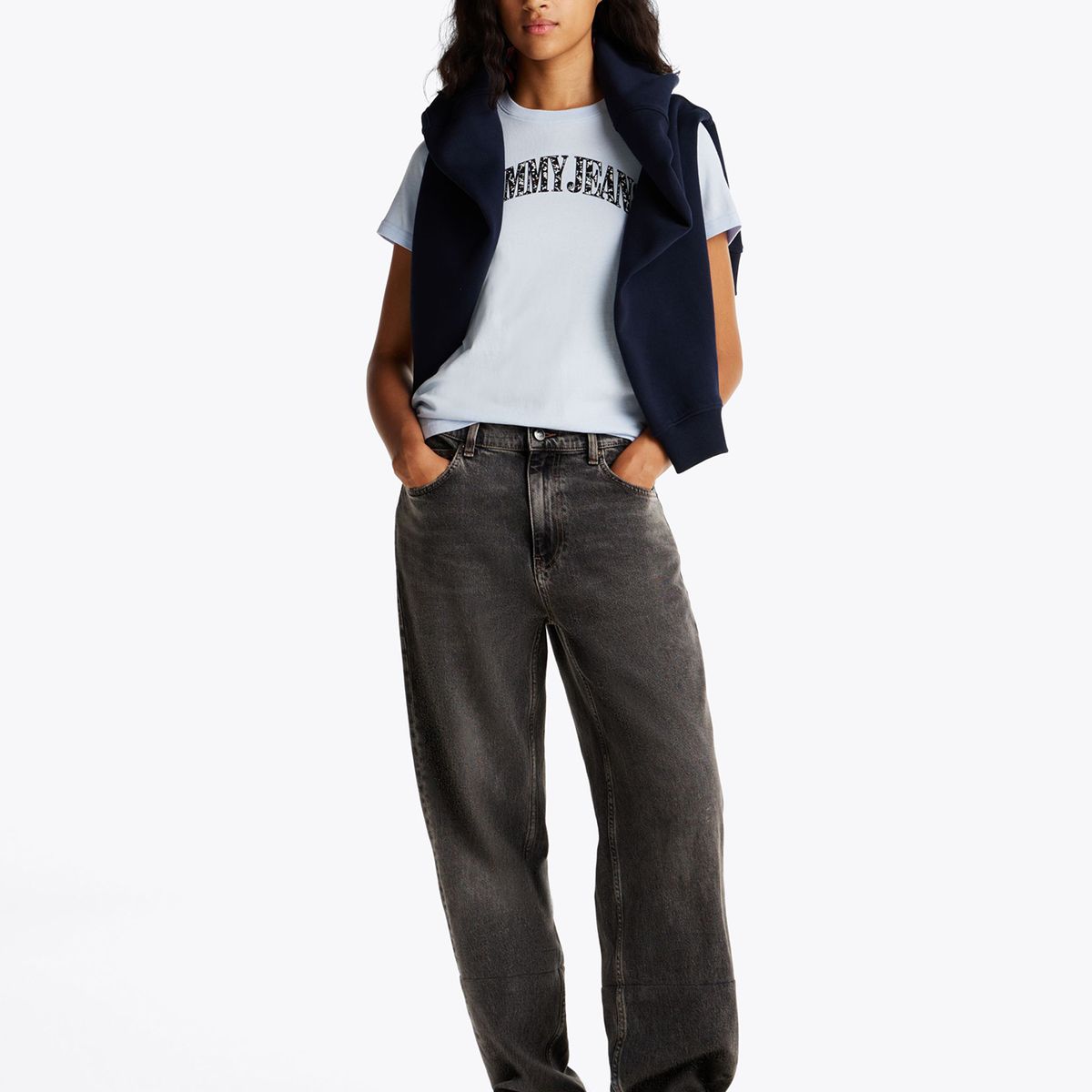 TOMMY HILFIGER - Polera Con Logo De Flores Celeste Tommy Jeans